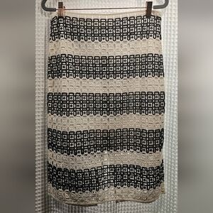 Banana Republic Cream and Black Lace Stripe Pencil Skirt